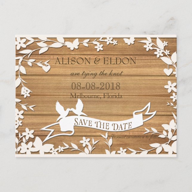 Papel Picado Wedding Invitation - Lovely Doves (Front)