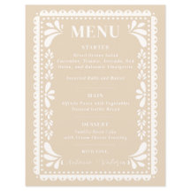 Papel Picado Wedding Menu Modern Mexican Theme
