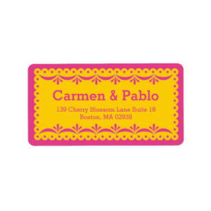 Papel Picado Yellow & Fuchsia Return Address Label