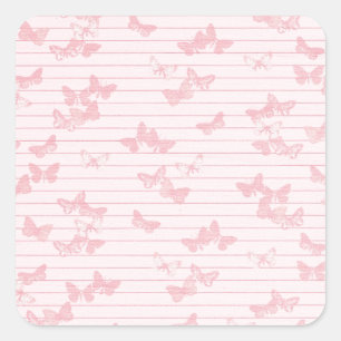 PAPER041 CUTE PINK BUTTERFLIES PATTERN BACKGROUNDS SQUARE STICKER