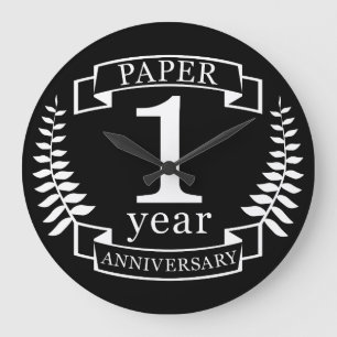 Paper 1st wedding anniversary 1 year large clock