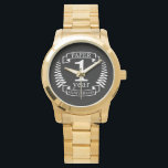 Paper 1st wedding anniversary 1 year watch<br><div class="desc">A design to celebrate your first year of marriage. This design has a white (paper) coloured laurel design on a black background. Paper is the traditional gift for this occasion. The text reads Paper 1 year anniversary. A romantic design to celebrate your 1st year of marriage. If you would like...</div>