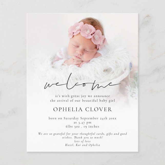 PAPER 2 Photos Overlay Black Script Welcome Birth (Front)