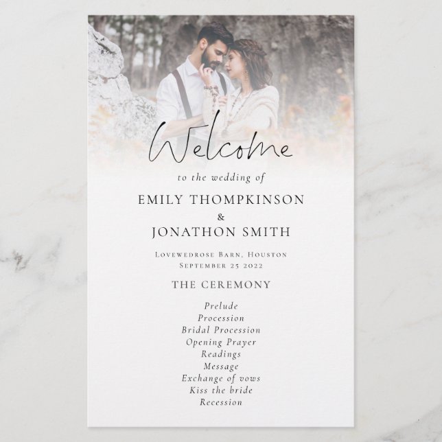 PAPER | 2 Photos Overlay Script Wedding Program (Front)