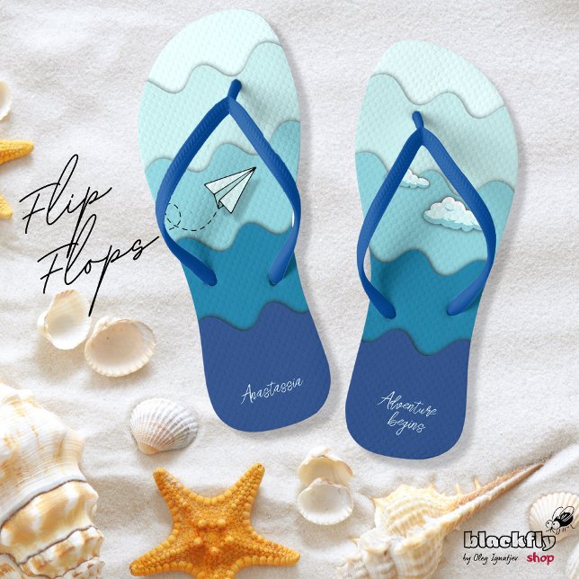 Paper airplane | Adventure begins Active, Beach Flip Flops (Creator Uploaded)