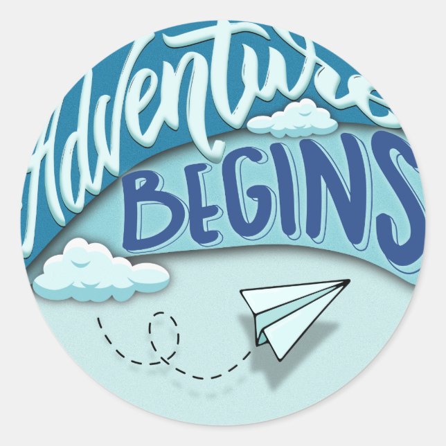 Paper airplane | Adventure begins Classic Round Sticker (Front)