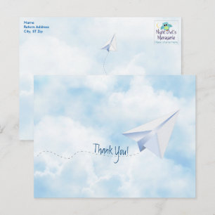 Paper Airplane Baby Shower Thank You Postcard