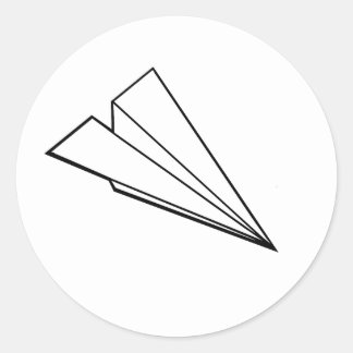 Paper Airplane Classic Round Sticker