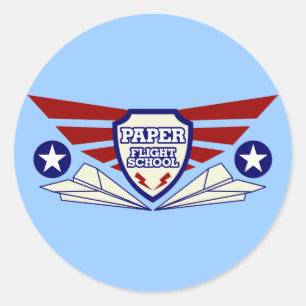 Paper Airplane Flight School Classic Round Sticker