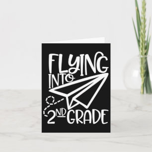 Paper Airplane Flying Into Second 2nd Grade Card