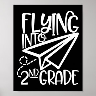 Paper Airplane Flying Into Second 2nd Grade Poster
