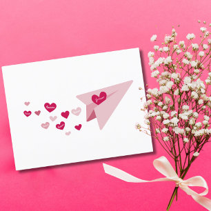 Paper Airplane & Forever Hearts,Valentine's Day Postcard