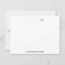 Paper Airplane Heart Personalized Stationery