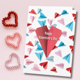 Paper Airplane Heart Photo Romantic Valentine‘s Holiday Card
