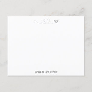 Paper Airplane Heart Simple Stationery Invitation