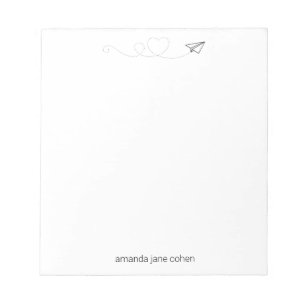 Paper Airplane Heart Simple Stationery Notepad