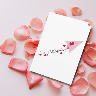Paper Airplane Hearts I Love You Valentine's Day Card