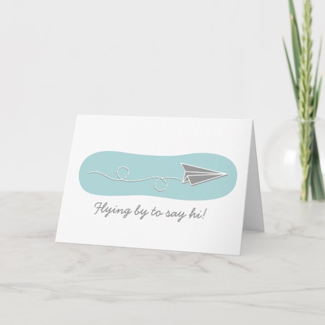 Paper Airplane Hello Greeting Card (Front)