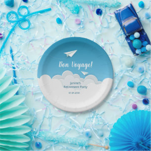 Paper Airplane in the Sky Going Away Party Plate