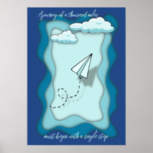 Paper airplane   Journey begin with a single Poster