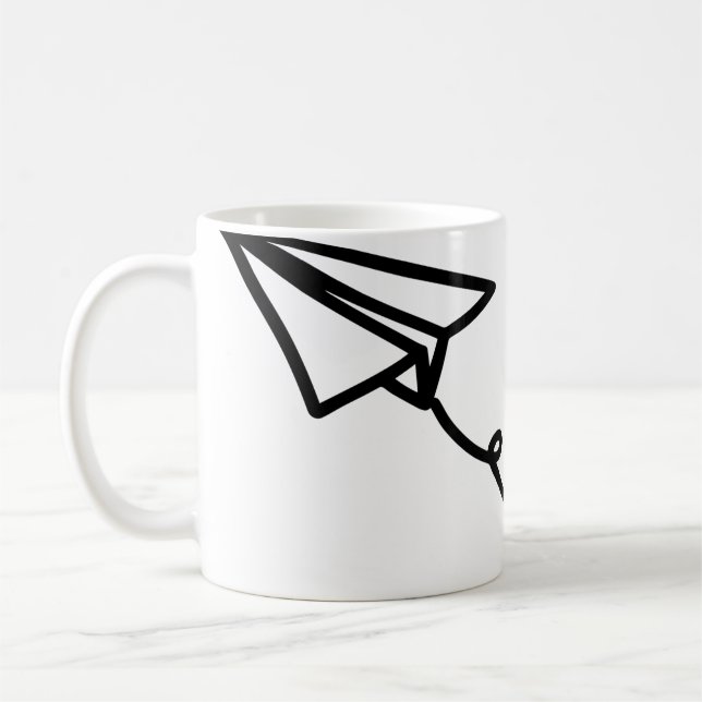 Paper airplane line art paper coffee mug (Left)