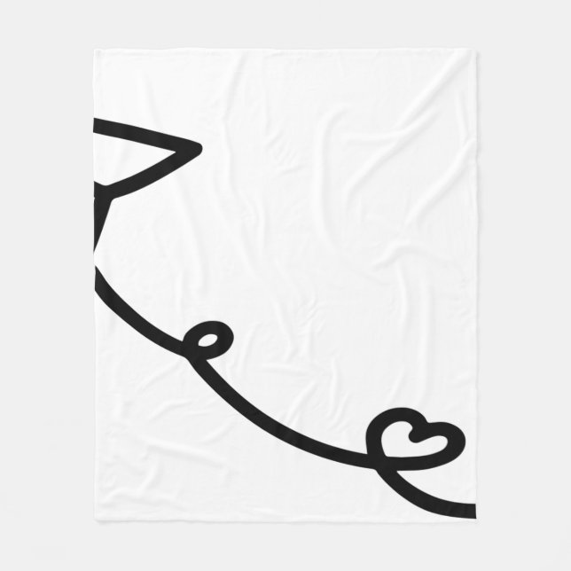 Paper airplane line art paper fleece blanket (Front)