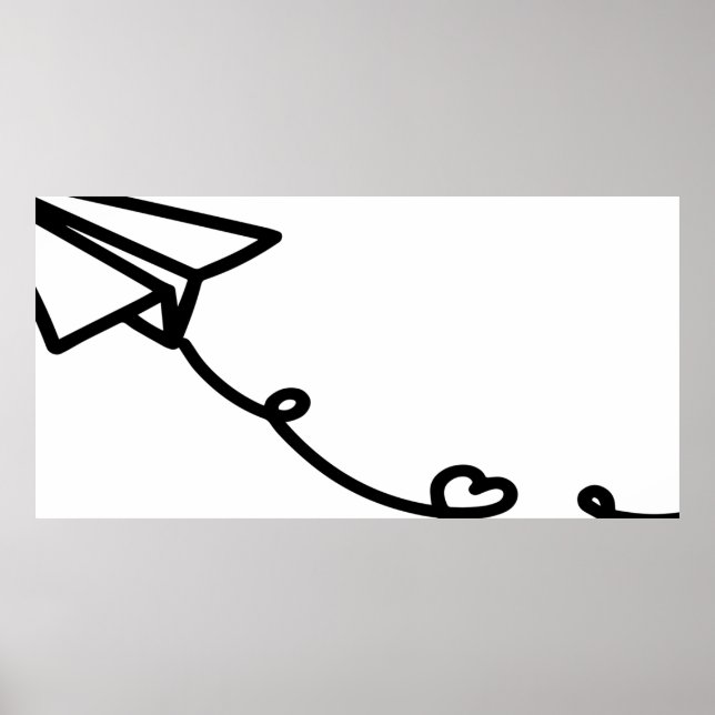 Paper airplane line art paper poster (Front)