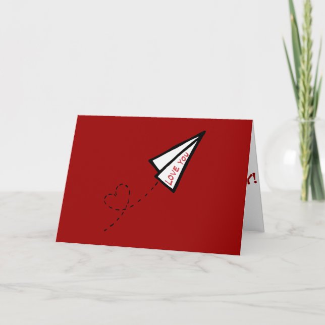 Paper Airplane Love Letter Valentine's Day Holiday Card (Front)