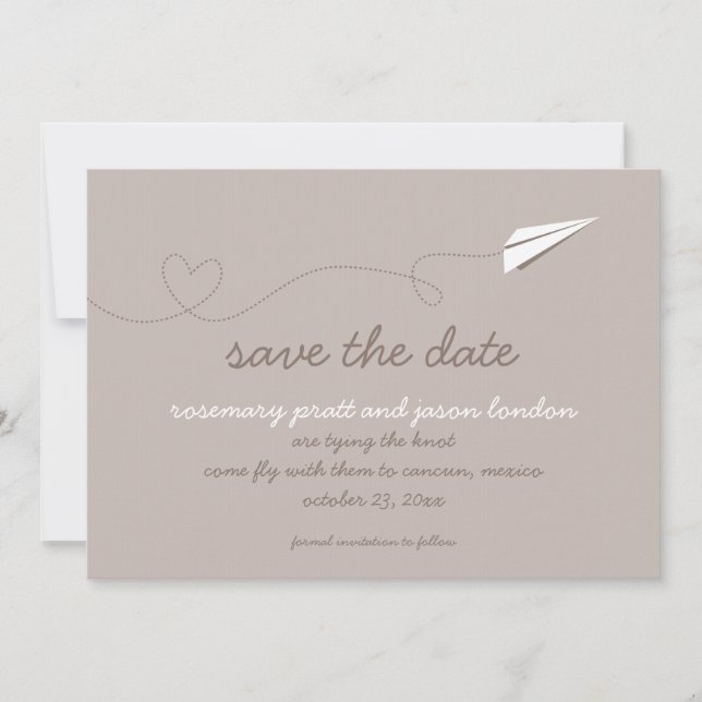Paper Airplane Save the Date (Front)