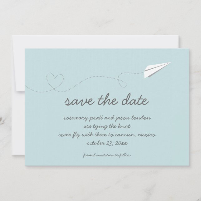 Paper Airplane Save the Date (Front)