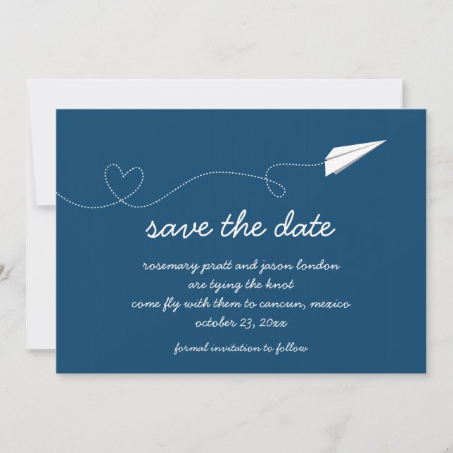 Paper Airplane Save the Date (Front)