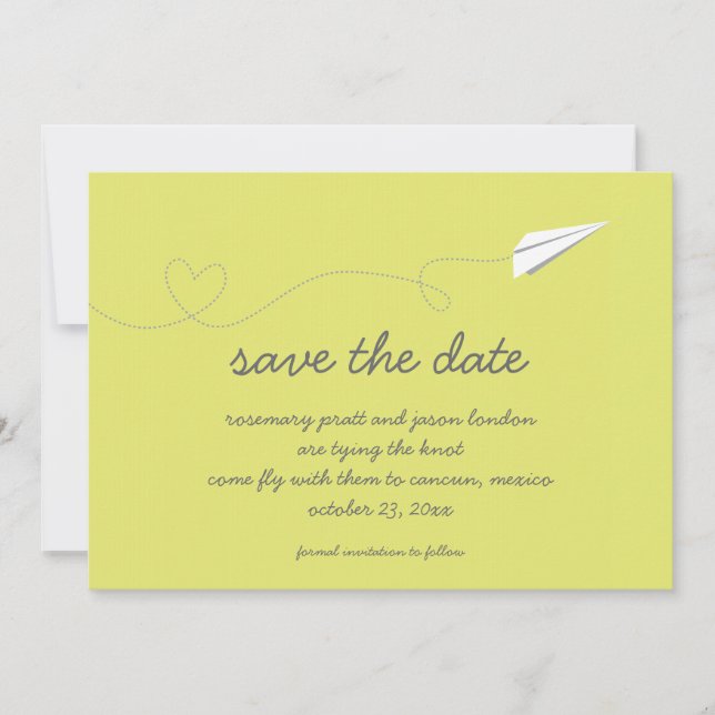 Paper Airplane Save the Date (Front)