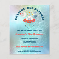PAPER | Aliens 5th Birthday party Invitation