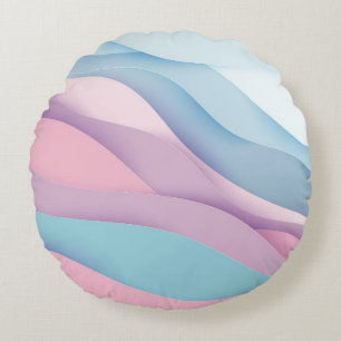 Paper art cartoon abstract waves. Paper carve back Round Pillow