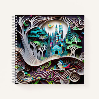 Paper Art Colourful Castle in the Forest Notebook