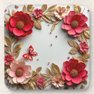 Paper art flowers coaster