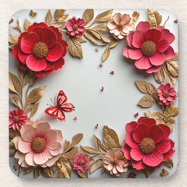 Paper art flowers coaster (Front)