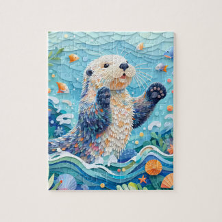 Paper Art Sea Otter Jigsaw Puzzle