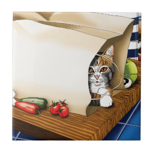 Paper Bag Cat Tile