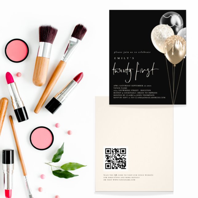 PAPER Balloons Gold Ivory QR Code 21st Black (Creator Uploaded)