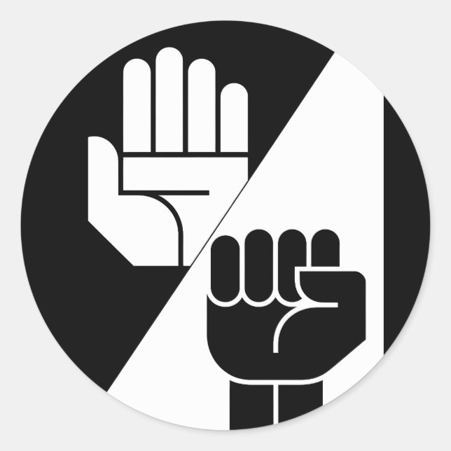 Paper Beats Rock – Minimalist Black & White art Classic Round Sticker (Front)