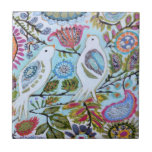Paper Birds I Tile<br><div class="desc">This sweet print features colourful paper birds | By Karen Fields</div>