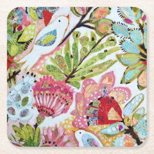 Paper Birds II Square Paper Coaster