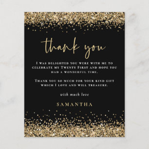 PAPER   Black Gold Glitter Twenty First Thank You