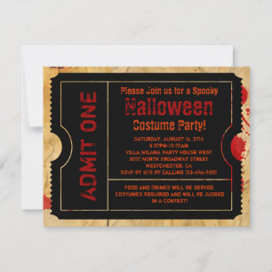 Paper Blood Splatter Halloween Ticket Invitation