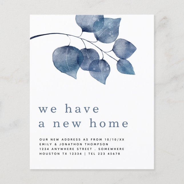PAPER | Blue Foliage New Home Address Details (Front)