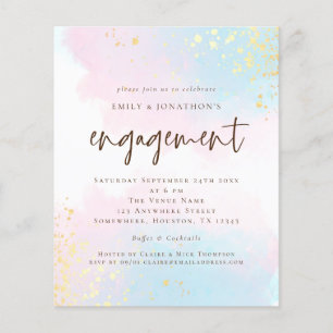 PAPER Blue Pink Watercolor Brown Script Engagement