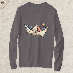 Paper Boat and Star Graphic Long Sleeve T-Shirt