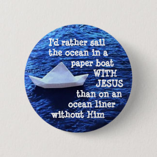 Paper Boat With Jesus 2 Inch Round Button