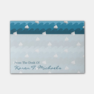 Paper Boats Pattern   Add Your Name Post-it Notes
